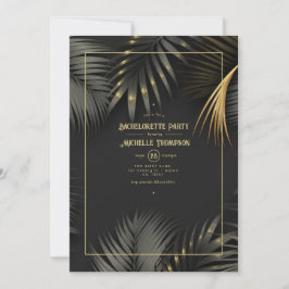 Svart och guld tropisk möhippa inbjudningar