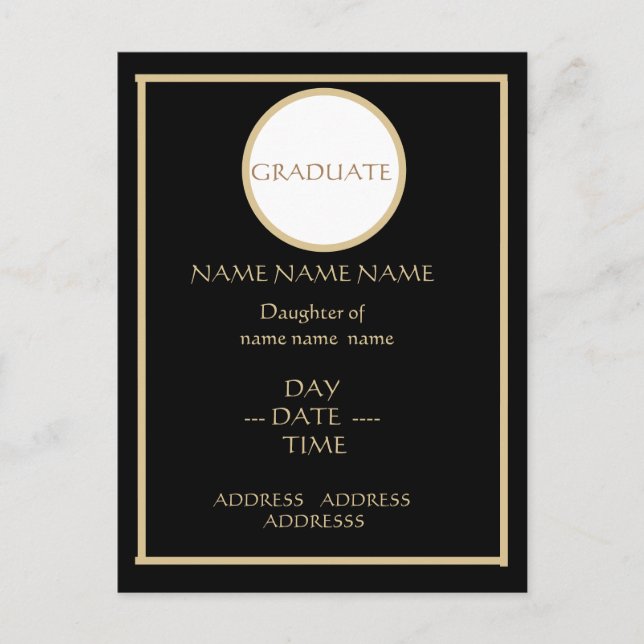 SVART OCH GULD UTGÅNGSHÄNDELSE INBJUDAN (Framsida)