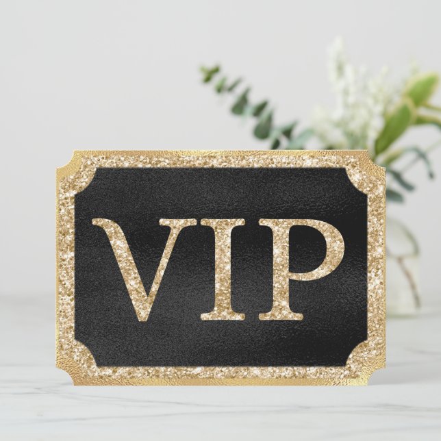 Svart och guld VIP-biljett för evenemang Inbjudningar (Stående Fram)