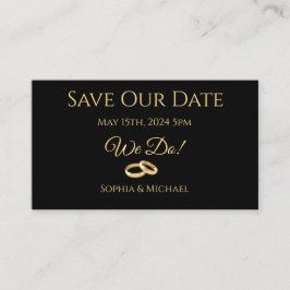 Svart och Guld-We Do-Bröllop Ringar-Save Date Visitkort