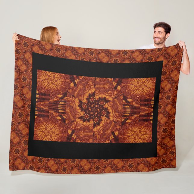 Svart och Guld Wildblommor 15 Fleecefilt (På plats)