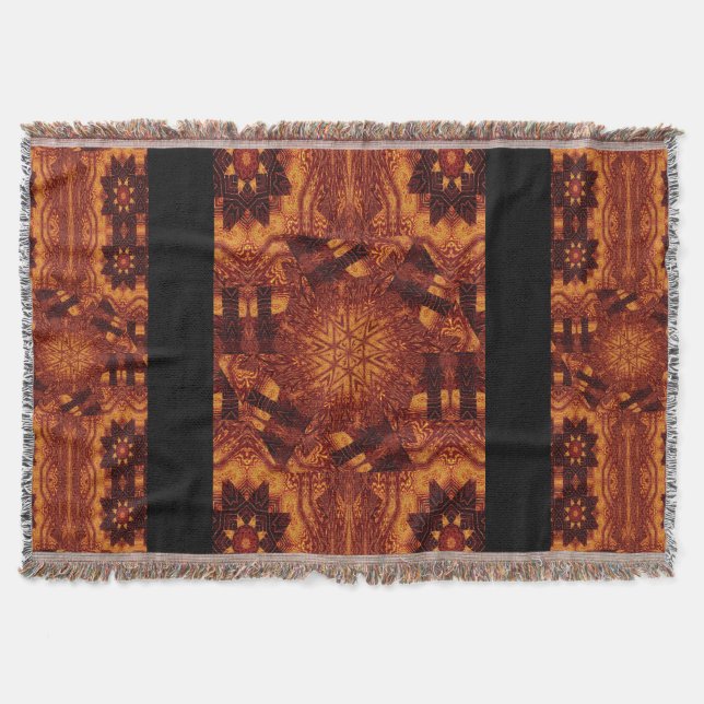 Svart och Guld Wildblommor 16 Filt (Framsidan)