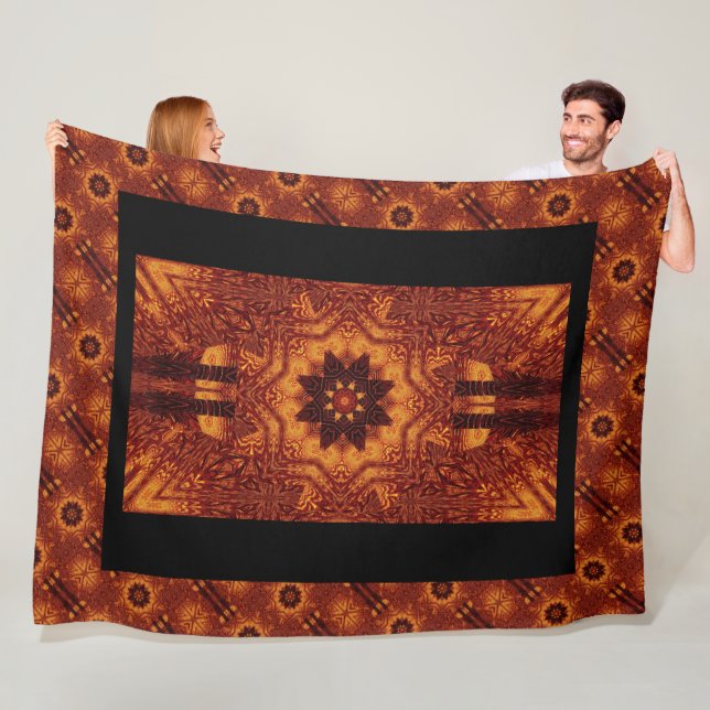 Svart och Guld Wildblommor 1 Fleecefilt (På plats)