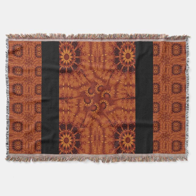 Svart och Guld Wildblommor 22 Filt (Framsidan)