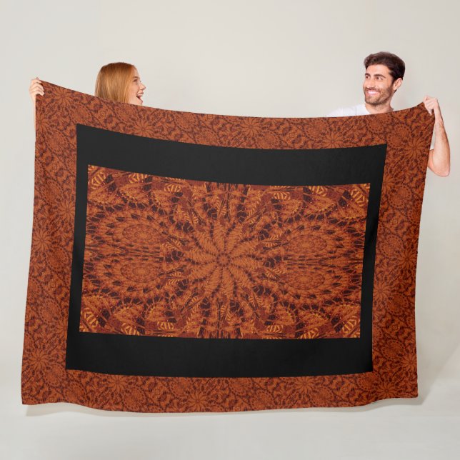 Svart och Guld Wildblommor 23 Fleecefilt (På plats)