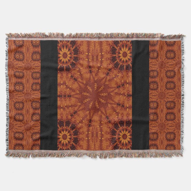 Svart och Guld Wildblommor 24 Filt (Framsidan)