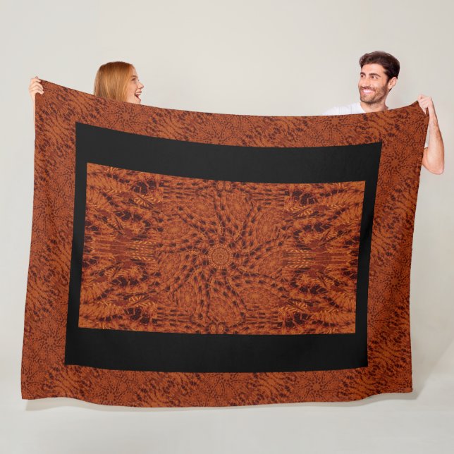 Svart och Guld Wildblommor 26 Fleecefilt (På plats)