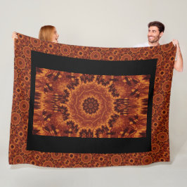 Svart och Guld Wildblommor 27 Fleecefilt