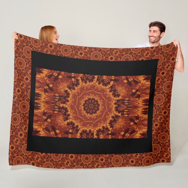 Svart och Guld Wildblommor 27 Fleecefilt (På plats)