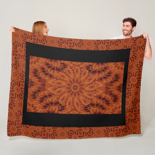 Svart och Guld Wildblommor 6 Fleecefilt (På plats)