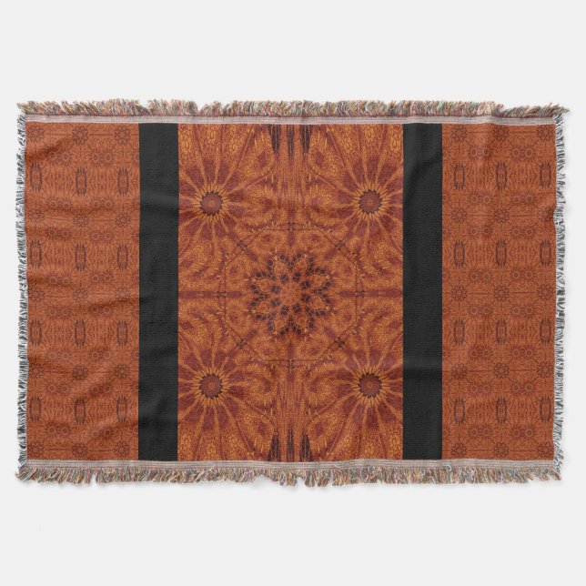 Svart och Guld Wildblommor 7 Filt (Framsidan)