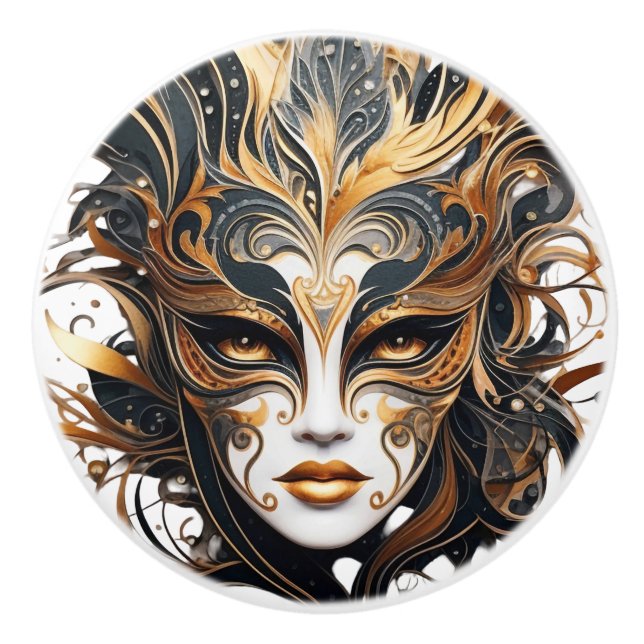 Svart och Guld Woman Ceramic Knobs Knopp (Framsidan)