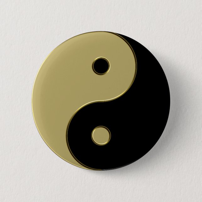 svart och guld yin yang knapp (Framsida)