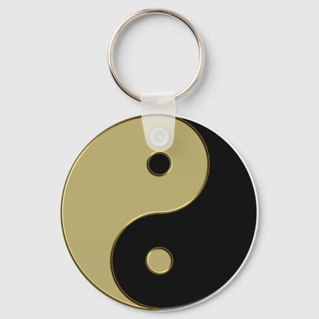 svart och guld yin yang nyckelring (Framsida)