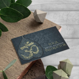 Svart och Guld Yoga-instruktor Bodhi Löv OM-symbol Visitkort