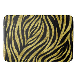 Svart och Guld Zebra ränder Badrumsmatta