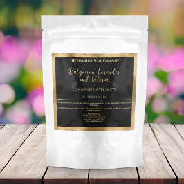 Svart och guldfetter Bath Salts Pouch-etikett