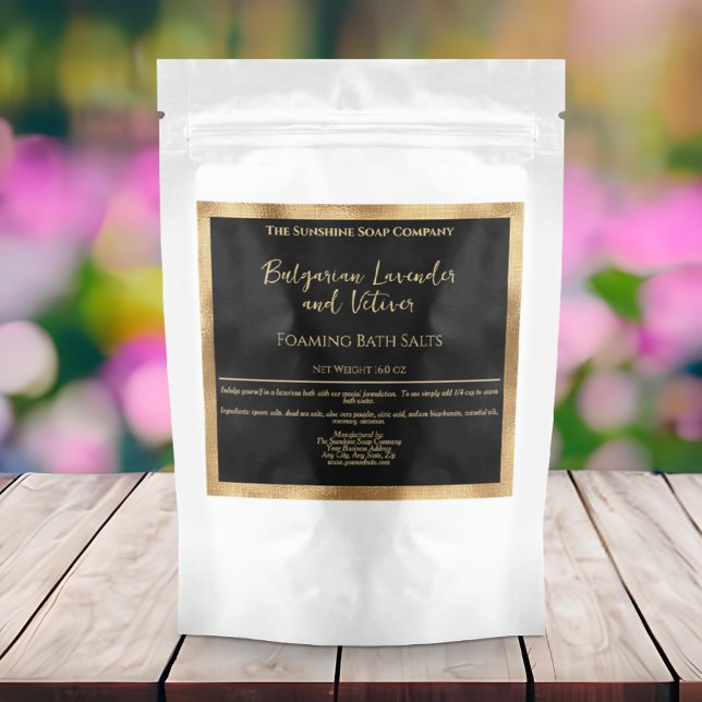 Svart och guldfetter Bath Salts Pouch-etikett (Skapare uppladdad)