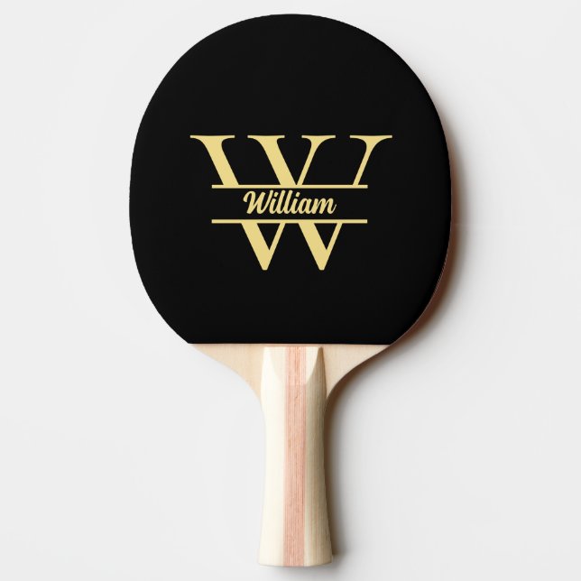 Svart och guldmonogram | Elegant initialskrift  Pingisracket (Baksidan)