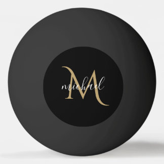 Svart och guldmonogram Elegant Lyx Pingisboll