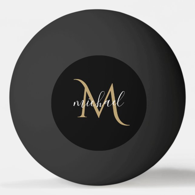 Svart och guldmonogram Elegant Lyx   Pingisboll (Framsidan)