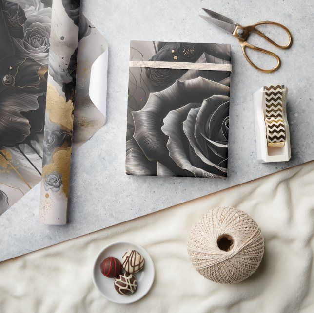 Svart och guldros presentpapper (Hantverk)