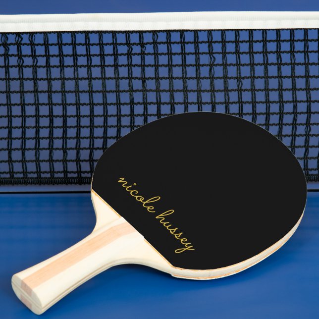 Svart och guldskrift  | Stilig modern monogram Pingisracket (Insitu)