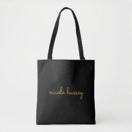 Svart och guldskrift  | Stilig modern monogram Tygkasse