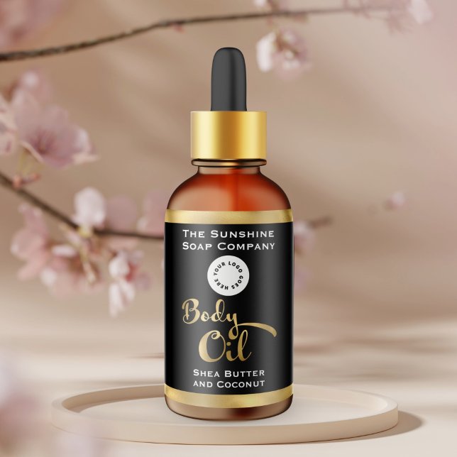 Svart och gulfenad olja olja Flaska-etikett med lo Fraktsedel (Skapare uppladdad)