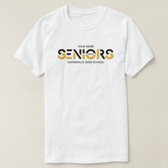 Svart och Gult 2-Färg-sensorer Skickat Brev T Shirt (Design framsida)