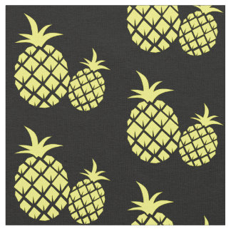 Svart och Gult Ananas Tyg