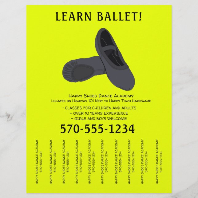Svart och Gult Ballettstreck Reklamblad (Framsidan)