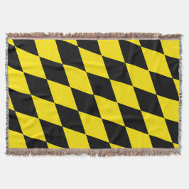 Svart och Gult Bavaria Diamond Flagga Mönster Filt
