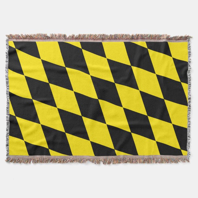 Svart och Gult Bavaria Diamond Flagga Mönster Filt (Framsidan)