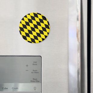 Svart och Gult Bavaria Diamond Flagga Mönster Magnet