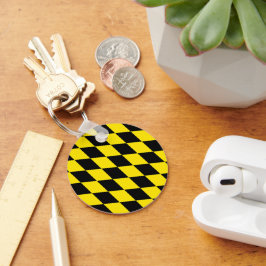 Svart och Gult Bavaria Diamond Flagga Mönster Nyckelring