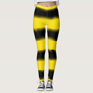 Svart och gult Bi-Inspirerad randdamasker Leggings