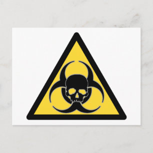 Svart och gult Biohazard symbol och skalle Vykort
