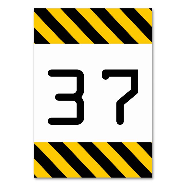 Svart och Gult Bord-kort med stripe Bordsnummer (Framsidan)