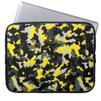 Svart och Gult Camouflage Mönster Laptop Fodral