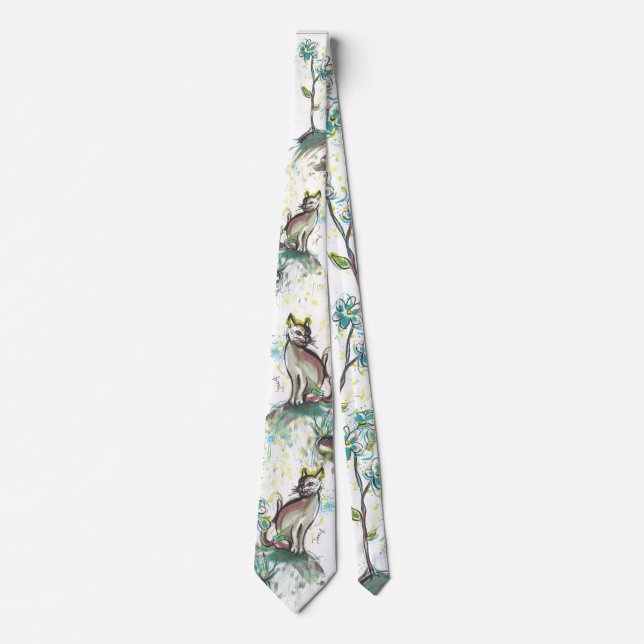 Svart och gult cat Neck Tie, manar Slips (Framsida)