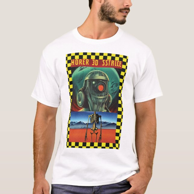 Svart och Gult Check Sci-fi Art T Shirt (Framsida)