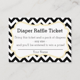 Svart och Gult Chevron Diaper Raffle Biljett Tilläggskort