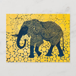 Svart och Gult Elephant på Honeycomb Helg Vykort