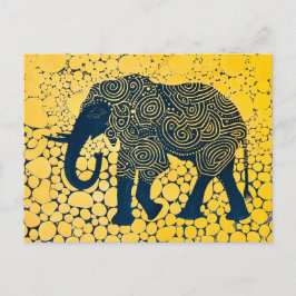 Svart och Gult Elephant på Honeycomb Helg Vykort