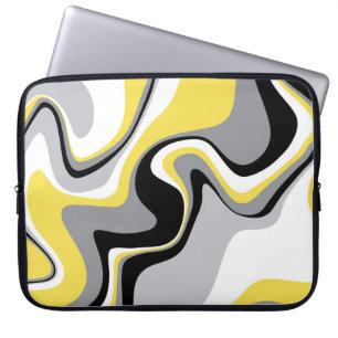 Svart och Gult Fluid Abstrakt Laptop Fodral