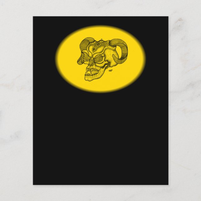 Svart och Gult för Skull Djävulen Head Flygblad (Framsidan)