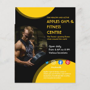 Svart och gult Fotogymmet personlig tränare F Flygblad