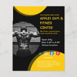 Svart och gult Fotogymmet personlig tränare F Flygblad