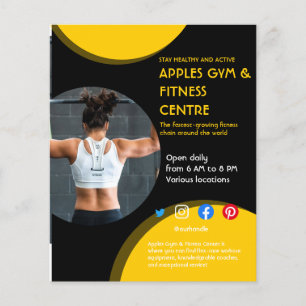 Svart och gult Fotogymmet personlig tränare F Flygblad